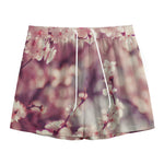 Spring Cherry Blossom Print Mesh Shorts