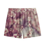 Spring Cherry Blossom Print Mesh Shorts