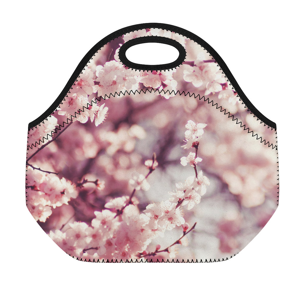 Spring Cherry Blossom Print Neoprene Lunch Bag