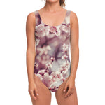 Spring Cherry Blossom Print One Piece Swimsuit