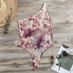 Spring Cherry Blossom Print One Shoulder Bodysuit
