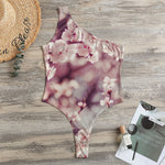Spring Cherry Blossom Print One Shoulder Bodysuit