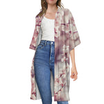 Spring Cherry Blossom Print Open Front Beach Cover Up