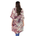 Spring Cherry Blossom Print Open Front Beach Cover Up