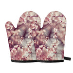 Spring Cherry Blossom Print Oven Mitts