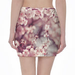 Spring Cherry Blossom Print Pencil Mini Skirt