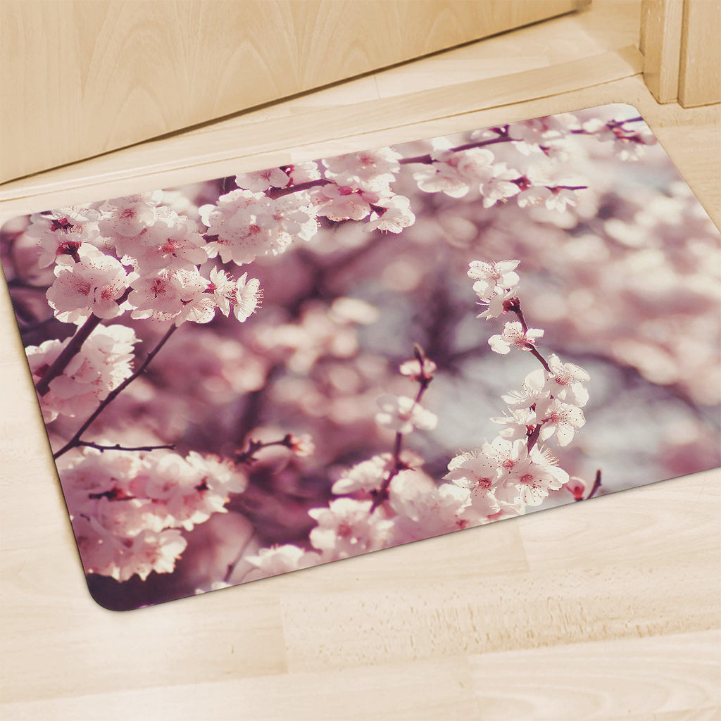 Spring Cherry Blossom Print Polyester Doormat