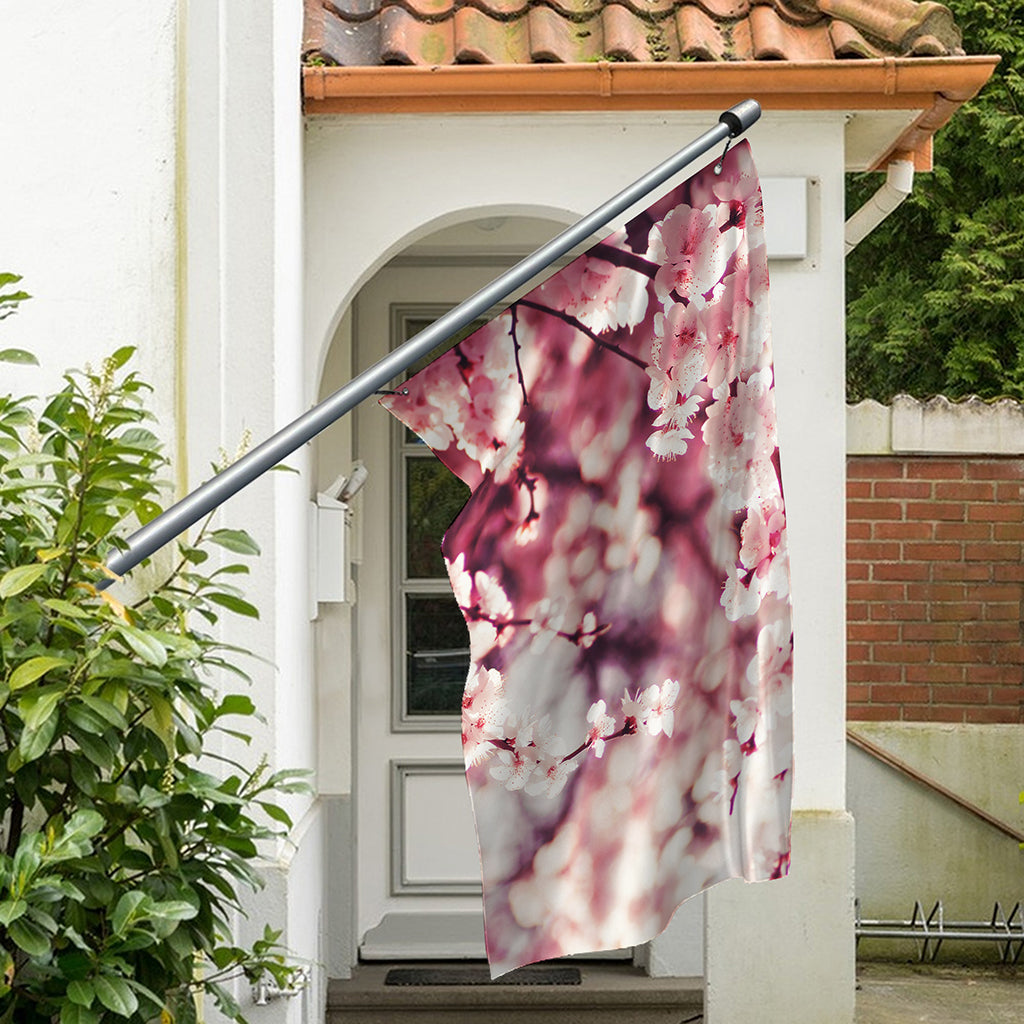 Spring Cherry Blossom Print Polyester Flag