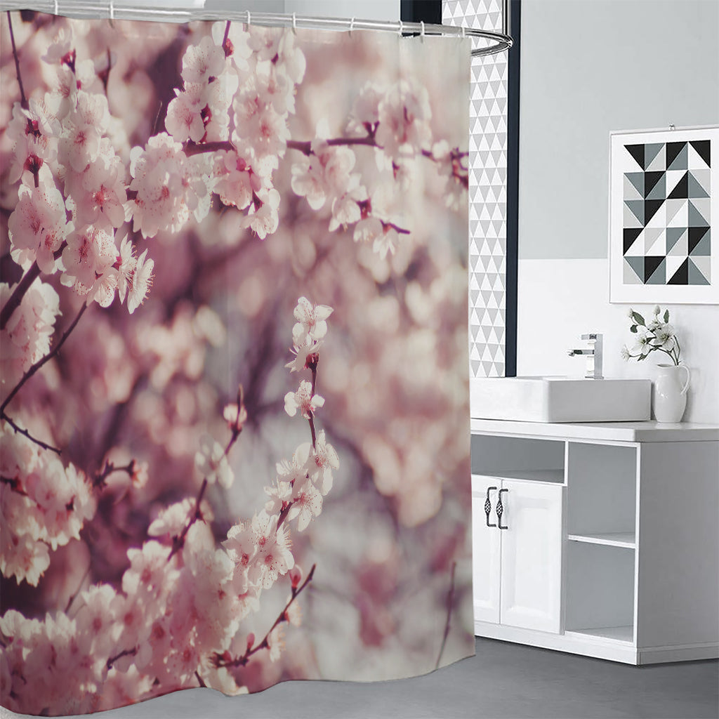 Spring Cherry Blossom Print Premium Shower Curtain