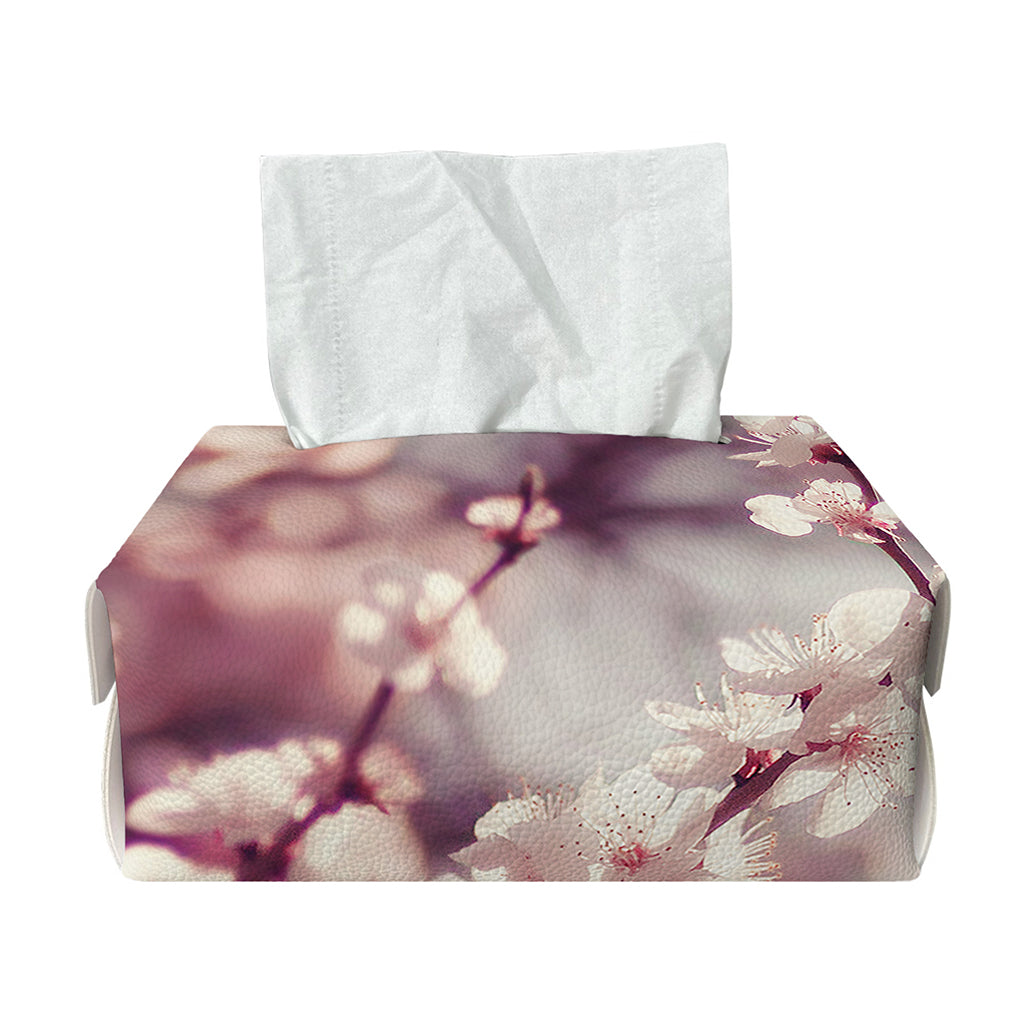 Spring Cherry Blossom Print Rectangle Tissue Box Cover