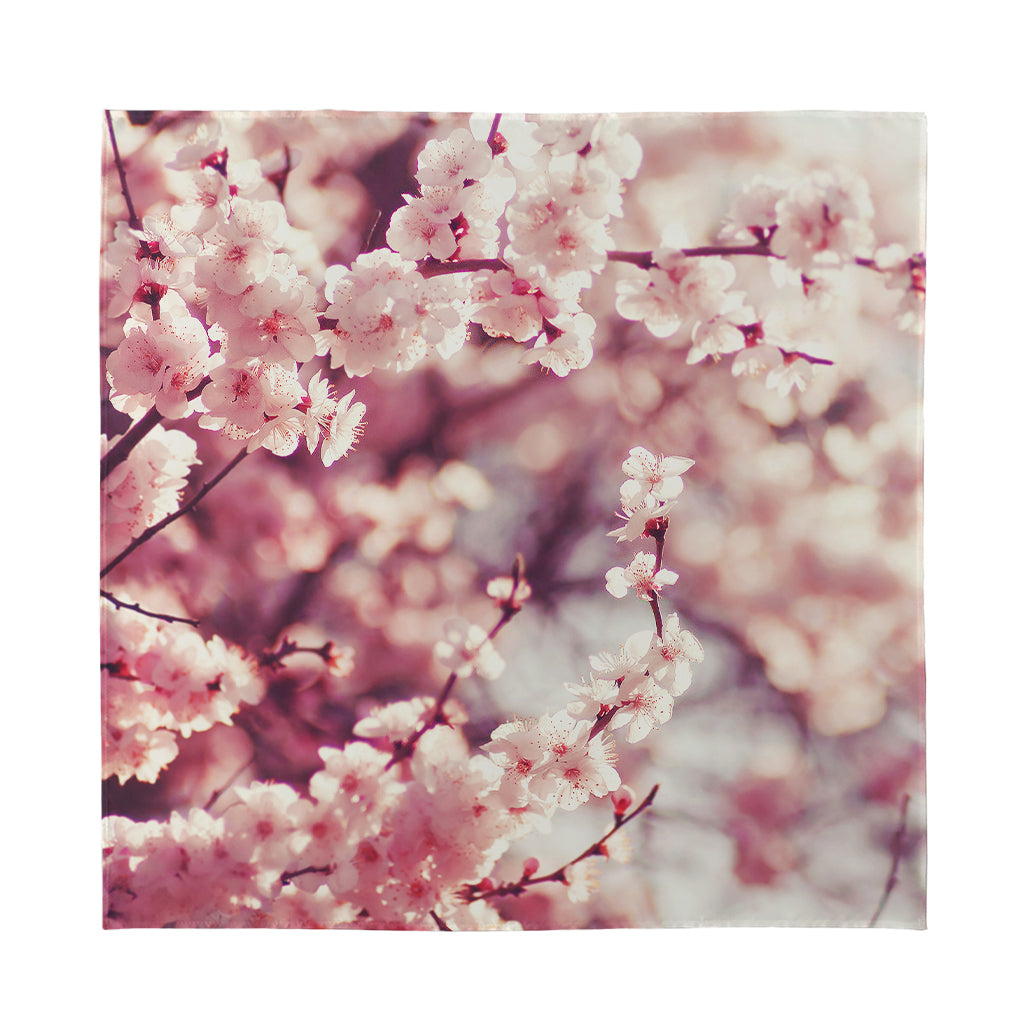 Spring Cherry Blossom Print Silk Bandana