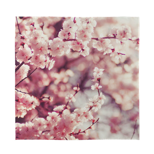 Spring Cherry Blossom Print Silk Bandana