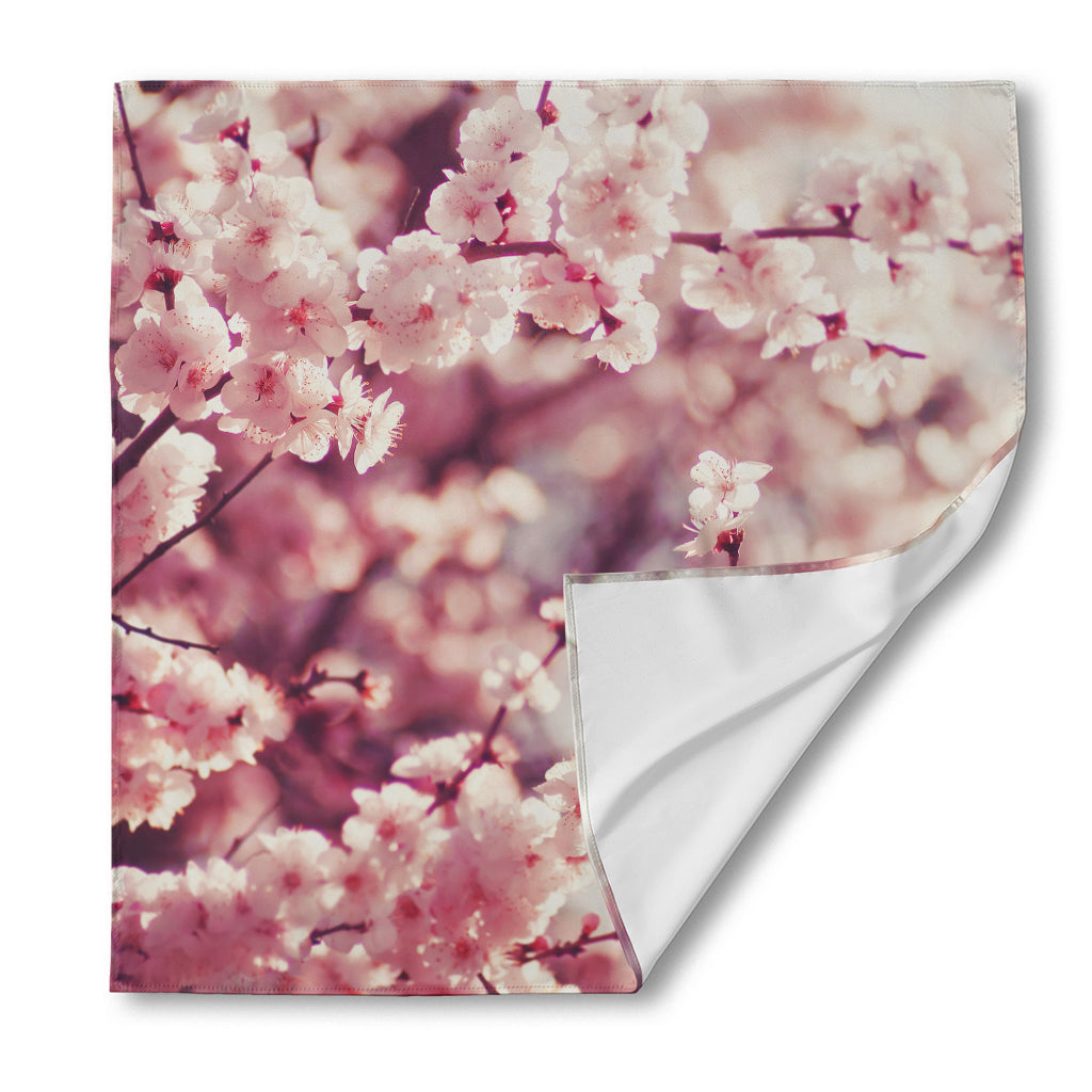 Spring Cherry Blossom Print Silk Bandana