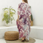 Spring Cherry Blossom Print Silk V-Neck Kaftan Dress