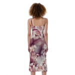 Spring Cherry Blossom Print Slim Fit Midi Cami Dress