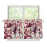 Spring Cherry Blossom Print Tier Curtains