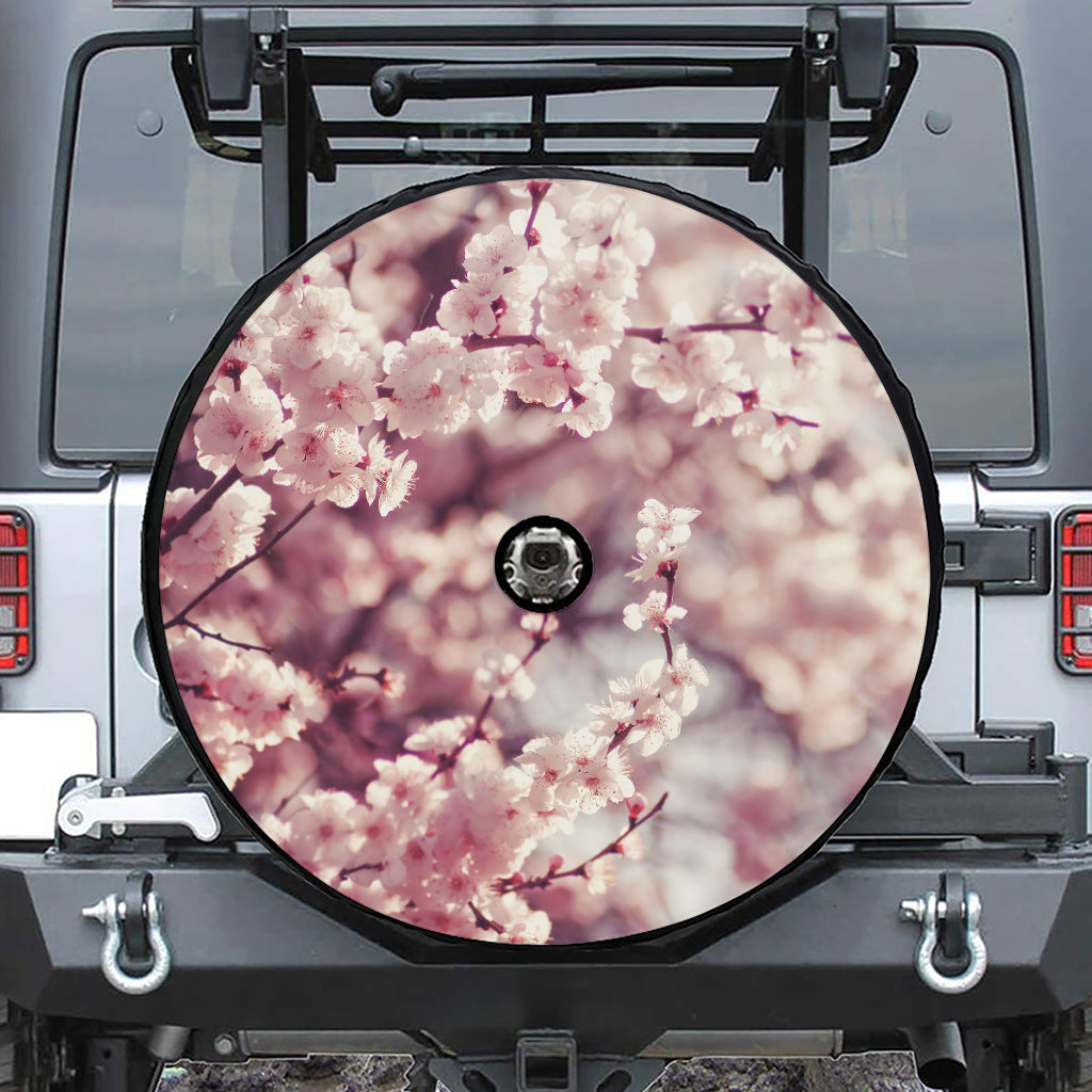 Spring Cherry Blossom Print Tire Cover With Camera Hole