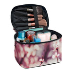 Spring Cherry Blossom Print Travel Makeup Bag