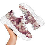 Spring Cherry Blossom Print White Chunky Shoes