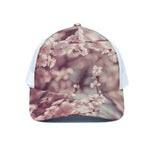 Spring Cherry Blossom Print White Mesh Trucker Cap