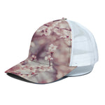 Spring Cherry Blossom Print White Mesh Trucker Cap