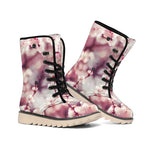 Spring Cherry Blossom Print Winter Boots