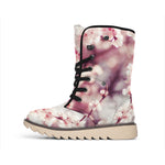 Spring Cherry Blossom Print Winter Boots