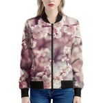 Spring Cherry Blossom Print Women's Bomber Jacket