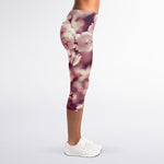 Spring Cherry Blossom Print Women's Capri Leggings