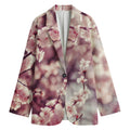 Spring Cherry Blossom Print Women's Cotton Blazer