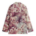 Spring Cherry Blossom Print Women's Cotton Blazer