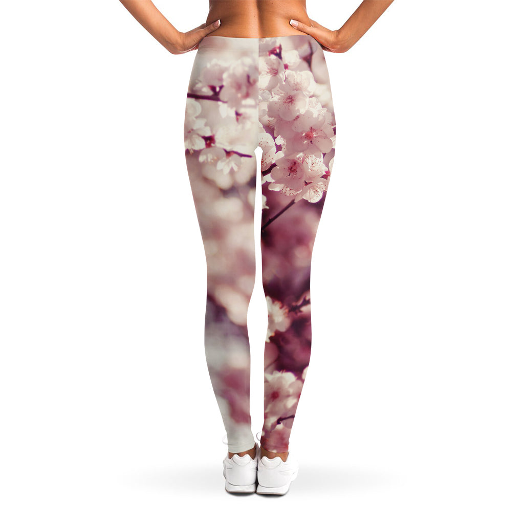 Spring Cherry Blossom Print Women's Leggings