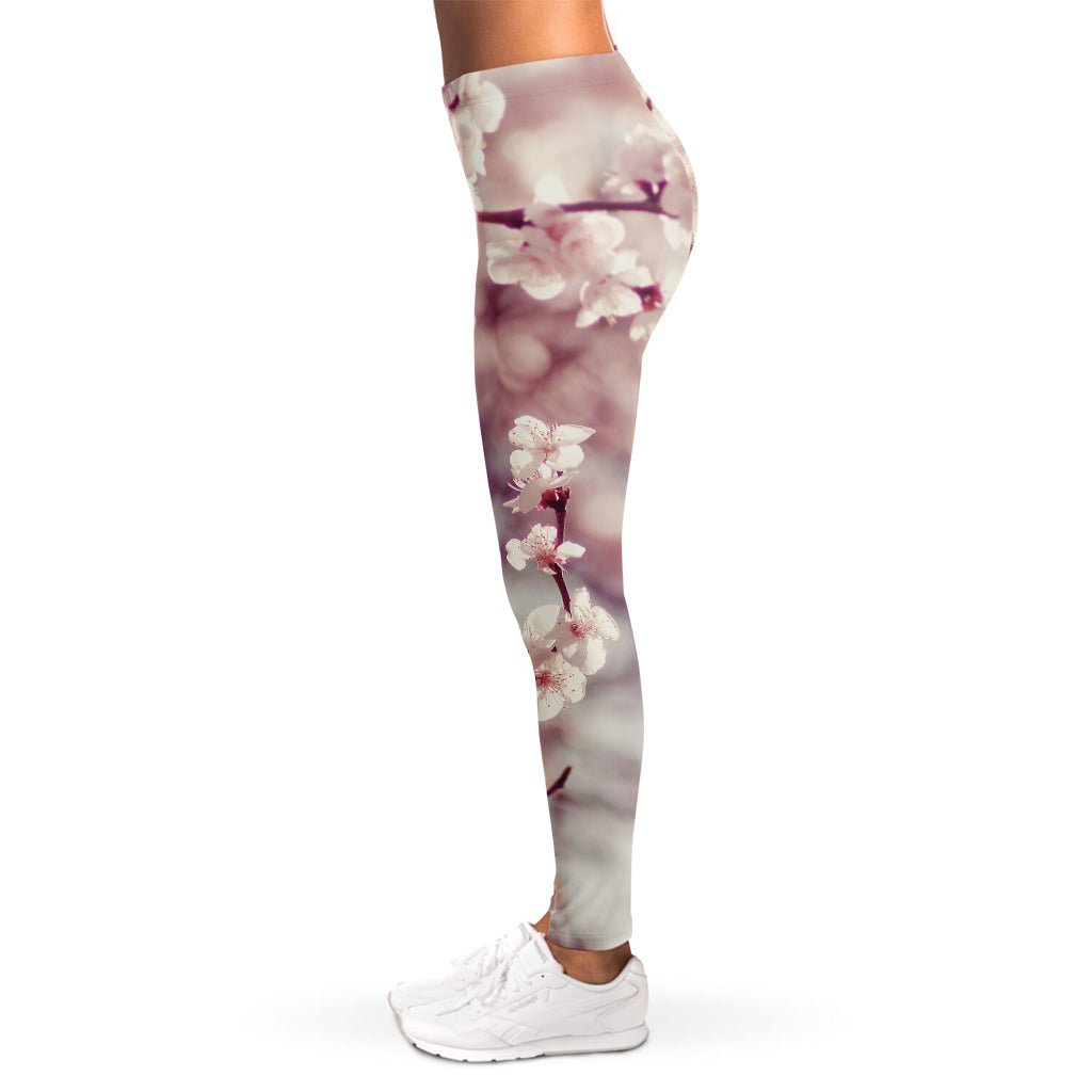 Spring Cherry Blossom Print Women's Leggings