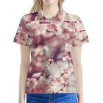 Spring Cherry Blossom Print Women's Polo Shirt