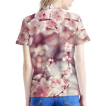 Spring Cherry Blossom Print Women's Polo Shirt