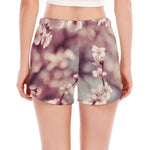 Spring Cherry Blossom Print Women's Split Running Shorts