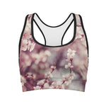 Spring Cherry Blossom Print Women's Sports Bra