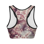 Spring Cherry Blossom Print Women's Sports Bra