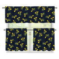 Spring Daffodil Flower Pattern Print 3 Piece Kitchen Curtains