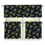 Spring Daffodil Flower Pattern Print 3 Piece Kitchen Curtains