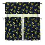 Spring Daffodil Flower Pattern Print 3 Piece Kitchen Curtains