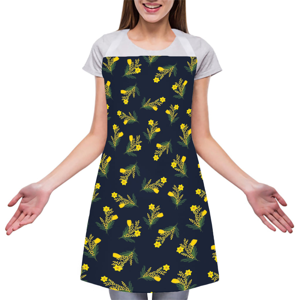 Spring Daffodil Flower Pattern Print Adjustable Apron