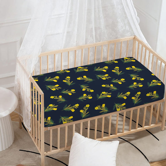 Spring Daffodil Flower Pattern Print Baby Crib Sheet