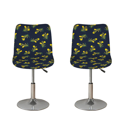 Spring Daffodil Flower Pattern Print Bar Stool Covers
