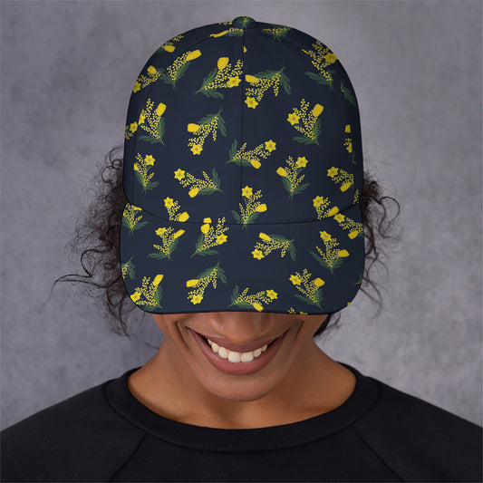 Spring Daffodil Flower Pattern Print Baseball Cap