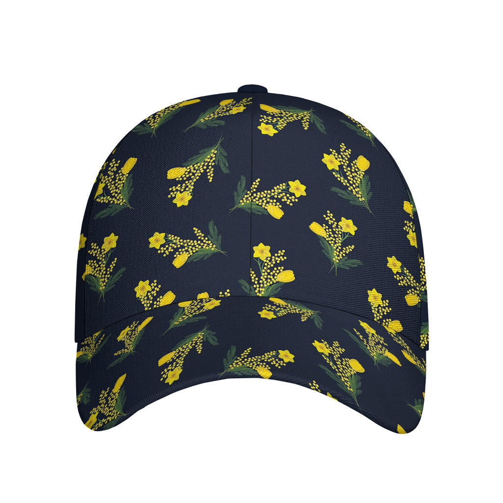 Spring Daffodil Flower Pattern Print Baseball Cap