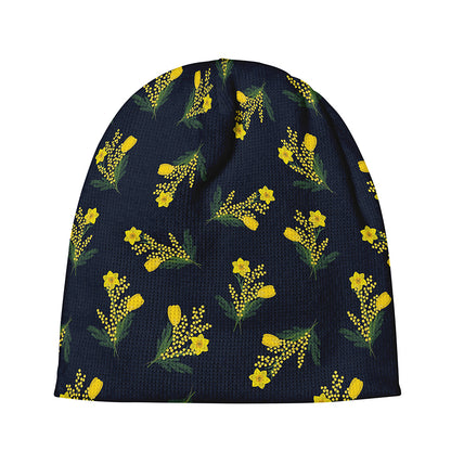 Spring Daffodil Flower Pattern Print Beanie