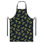 Spring Daffodil Flower Pattern Print Bib Apron With Pocket