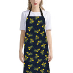 Spring Daffodil Flower Pattern Print Bib Apron With Pocket