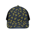 Spring Daffodil Flower Pattern Print Black Mesh Trucker Hat